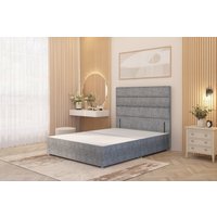 Somnior Chambery Divan Bed Frame with Floor Standing Headboard Tweed Fabric in Grey | Size: Super King