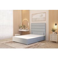 Somnior Chambery Divan Bed Frame with Floor Standing Headboard Linen Fabric in Light Grey | Size: Super King