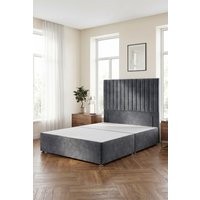 Somnior Eleanor Divan Bed with 54" Floor Standing Headboard Velvet in Charcoal | Size: Small Single