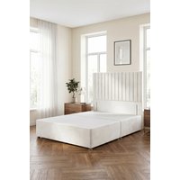Somnior Eleanor Divan Bed with 54" Floor Standing Headboard Velvet in White | Size: Super King