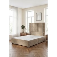 Somnior Eleanor Divan Bed with 54" Floor Standing Headboard Velvet in Beige | Size: Double