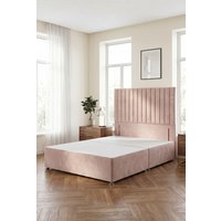 Somnior Eleanor Divan Bed with 54" Floor Standing Headboard Velvet in Pink | Size: Super King