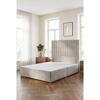 Somnior Eleanor Divan Bed with 54" Floor Standing Headboard Velvet in Silver | Size: Small Double