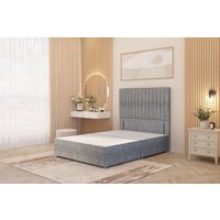 Somnior Eleanor Divan Bed Base with 54" Floor Standing Headboard Tweed Fabric in Grey | Size: Super King