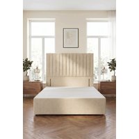 Somnior Eleanor Divan Bed with 54" Floor Standing Headboard Linen in Beige | Size: Double