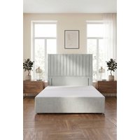 Somnior Eleanor Divan Bed with 54" Floor Standing Headboard Linen in Light Grey | Size: Single
