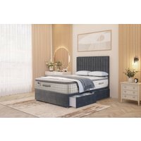 Somnior Eleanor Plush 2 Drawer Divan Bed Set with Pillowtop & 54" Headboard in Charcoal | Size: Small Double