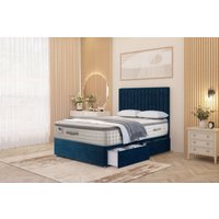 Somnior Eleanor Plush 2 Drawer Divan Bed Set with Pillowtop & 54" Headboard in Navy | Size: Double