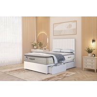 Somnior Eleanor Plush 2 Drawer Divan Bed Set with Pillowtop & 54" Headboard in White | Size: Small Double