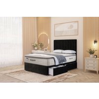 Somnior Eleanor Plush 2 Drawer Divan Bed Set with Pillowtop & 54" Headboard in Black | Size: Super King