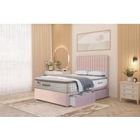 Somnior Eleanor Plush 2 Drawer Divan Bed Set with Pillowtop & 54" Headboard in Pink | Size: Small Double