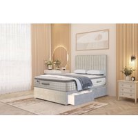 Somnior Eleanor Plush 2 Drawer Divan Bed Set with Pillowtop & 54" Headboard in Silver | Size: Single