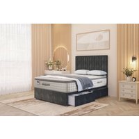 Somnior Eleanor Tweed 2 Drawer Divan Bed Set with Pillowtop & 54" Headboard in Charcoal | Size: Double