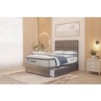 Somnior Eleanor Tweed 2 Drawer Divan Bed Set with Pillowtop & 54" Headboard in Brown | Size: Small Double