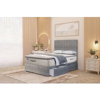 Somnior Eleanor Tweed 2 Drawer Divan Bed Set with Pillowtop & 54" Headboard in Grey | Size: Small Single