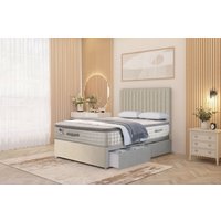 Somnior Eleanor Tweed 2 Drawer Divan Bed Set with Pillowtop & 54" Headboard in Natural | Size: Double