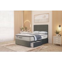 Somnior Eleanor Linen 2 Drawer Divan Bed Set with Pillowtop & 54" Headboard in Mid Grey | Size: Super King