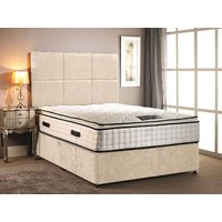 Somnior Layla Chenille Orthopaedic Pillow Top Divan Bed Set with Headboard in Cream | Size: Small Single