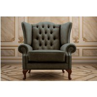 Somnior Classic Chesterfield Arm Chair Dapple Fabric UK Manufactured in Charcoal | Size: 1 Seater