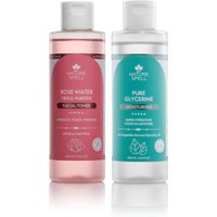 Nature Spell Glass Skin Duo: Rose Water Toner & 100% Pure Glycerine in Pink
