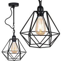 ValueLights Huber Black Wall Ceiling Light Fitting With Black Metal Cage Shade