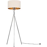 Camden Chrome Tripod Floor Lamp & Gold Lamp Shade & Bulb