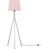 Camden Brushed Chrome Tripod Floor Lamp Tapered Shade & Bulb Pale