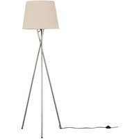 Camden Brushed Chrome Tripod Floor Lamp Tapered Shade & Bulb