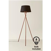 Camden Copper Metal Tripod Floor Lamp Tapered Shade & LED Bulb