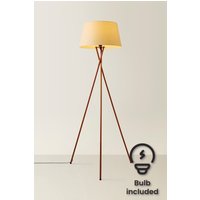 Camden Copper Metal Tripod Floor Lamp Tapered Shade & LED Bulb