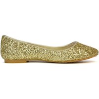 XY London Women's 'Karissa' Flat Slip on Sparkly Glitter Ballerina Pumps in Gold | Size: 8