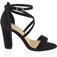 XY London Women's 'Briella' Strappy Sandals With High Block Heels in Jet Black | Size: 5