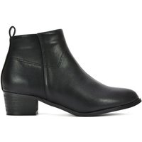XY London Women's 'Melodie' Zip Up Cowboy Ankle Boots With Low Block Heel in Black | Size: 7