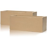Primrose Fibrecotta Sand Rectangular Trough Planter 80cm Set of 2 in Yellow