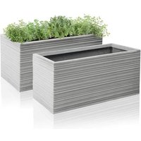 Primrose Terracotta Fibrecotta Berniss Trough Planter 60cm Set of 2 in Grey