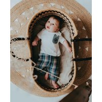 Lilly + Sid Boy's Roll Leg Set - Check Bear Pocket | Size: 3-6 m