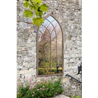 MirrorOutlet 'Dorset' Rustic Arch Large Garden Metal Frame Wall Mirror 169xm x 75cm in Brown