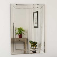 MirrorOutlet Cranbury All Glass Large Wall Mirror 100 x 70 CM in Silver | Size: 1 Pack