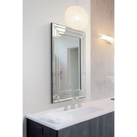 MirrorOutlet Langley All Glass Modern Bevelled Mirror 90 x 60 CM in Silver | Size: 1 Pack