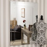 MirrorOutlet Langley All Glass Modern Bevelled Large Dress Mirror 120 x 80 CM in Silver | Size: 1 Pack