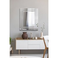 MirrorOutlet Oakley All Glass Triple Edge Bevelled Mirror 68 x 58 CM in Silver | Size: 1 Pack