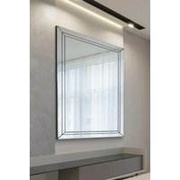 MirrorOutlet Cranbury All Glass Double-Edged Venetian Wall Mirror 144 x 115.5 CM in Silver | Size: 1 Pack