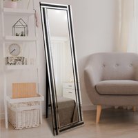 MirrorOutlet Triple Bevel Large Venetian Cheval Black & Mirror (150 X 40cm) in Silver | Size: 1 Pack