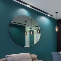 MirrorOutlet All Glass Bevelled Classic Design Round Mirror 120 x 120CM in Silver | Size: 1 Pack