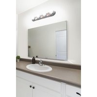 MirrorOutlet Circuitt 4mm Sheet Mirror Glass Polished Edges 4 Holes 100 x 70cm in Silver | Size: 1 Pack