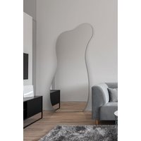 MirrorOutlet The Lacuna - Frameless Pond Leaner / Wall Mirror 55" X 24" (140CM X 60CM) in Silver | Size: 1 Pack