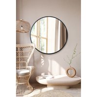 MirrorOutlet Black Edged Circular Modern Wall Mirror 35" (90CM) Diameter | Size: 1 Pack