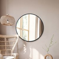 MirrorOutlet Black Edged Circular Modern Wall Mirror 31" (80CM) Diameter | Size: 1 Pack