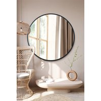 MirrorOutlet Black Edged Circular Modern Wall Mirror 43" (110CM) Diameter | Size: 1 Pack