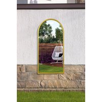 MirrorOutlet Gold Metal Framed Arched Garden Wall Mirror 47" X 23.5" (120 X 60CM) | Size: 1 Pack